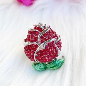 Rose ring stretch rhinestone red